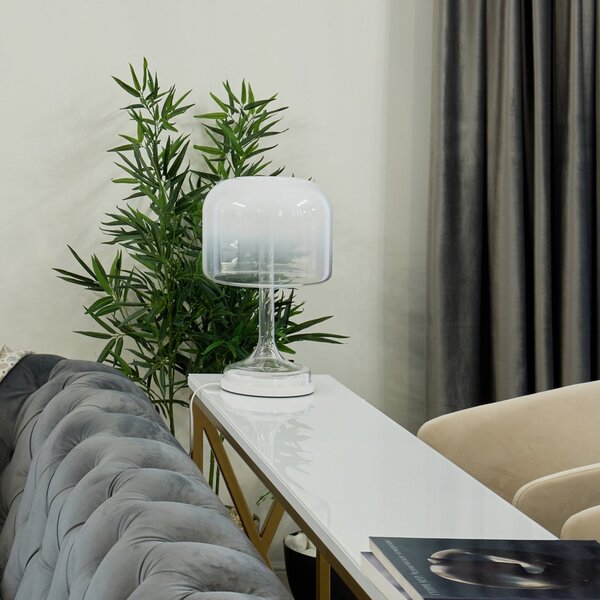 Maytoni LED namizna svetilka Spirito, bela, steklo, višina 42 cm, Bela, Dnevna soba / jedilnica, Steklo
