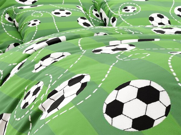 Bombažna posteljnina FOOTBALL TIME zelena Dimenzije posteljnine: 70 x 90 cm | 140 x 200 cm