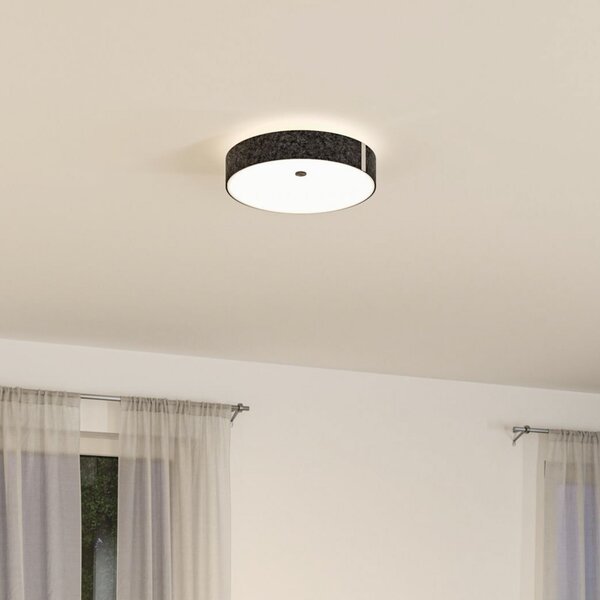 Paulmann Smart LED stropna svetilka Malika antracit Ø 40 cm filc, zatemnjen, Siva, Dnevna soba / jedilnica, Tkanine / tekstil, Sodobni, Okrogli neposredni strop