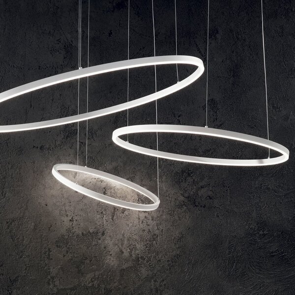 IDEAL LUX Ideal Lux LED obesna svetilka Oracle Slim Ø 50 cm bela 3.000 K, Bela, Dnevna soba / jedilnica, Kovina, Sodobni
