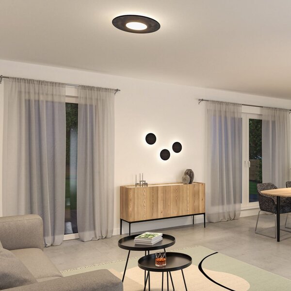 Paulmann Smart LED stropna svetilka Tulga, antracit Ø 45 cm filc, zatemnjen, Siva, Dnevna soba / jedilnica, Tkanine / tekstil, Sodobni, Okrogli neposredni strop