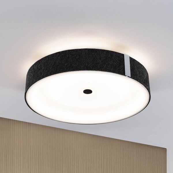 Paulmann Smart LED stropna svetilka Malika antracit Ø 40 cm filc, zatemnjen, Siva, Dnevna soba / jedilnica, Tkanine / tekstil, Sodobni, Okrogli neposredni strop