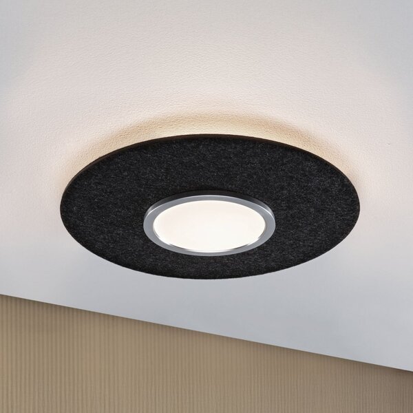 Paulmann Smart LED stropna svetilka Tulga, antracit Ø 45 cm filc, zatemnjen, Siva, Dnevna soba / jedilnica, Tkanine / tekstil, Sodobni, Okrogli neposredni strop