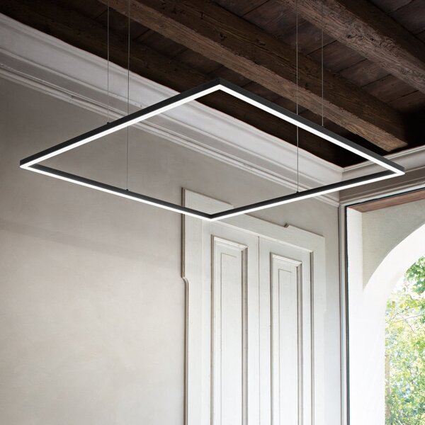 IDEAL LUX Ideal Lux LED obesna svetilka Oracle Slim 90 x cm črna 3.000 K, Črna, Dnevna soba / jedilnica, Aluminij, Sodobni
