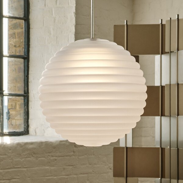 Tom Dixon LED viseča svetilka Press Sphere, motna, Ø 30 cm, zatemnjen, Bela, Dnevna soba / jedilnica, Steklo, Dizajn