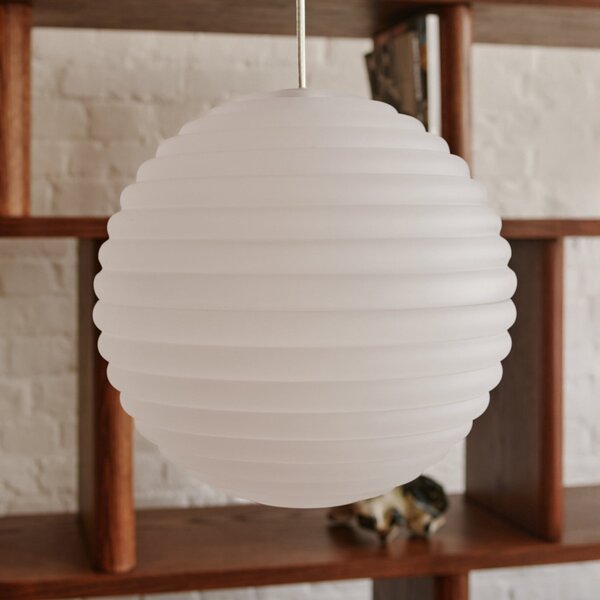 Tom Dixon LED viseča svetilka Press Sphere, motna, Ø 30 cm, zatemnjen, Bela, Dnevna soba / jedilnica, Steklo, Dizajn