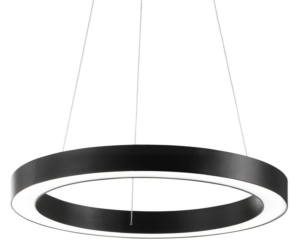 IDEAL LUX Ideal Lux LED obesna svetilka Oracle, Ø 60 cm, črna, 3.000 K, Črna, Dnevna soba / jedilnica, Aluminij, Sodobni