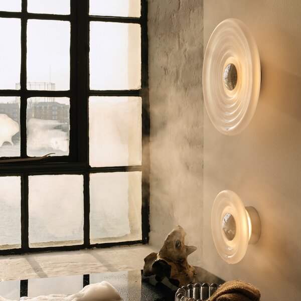 Tom Dixon LED stenska svetilka Press Sphere, motna, Ø 35 cm, zatemnjen, Bela, Kopalnica, Steklo, Dizajn