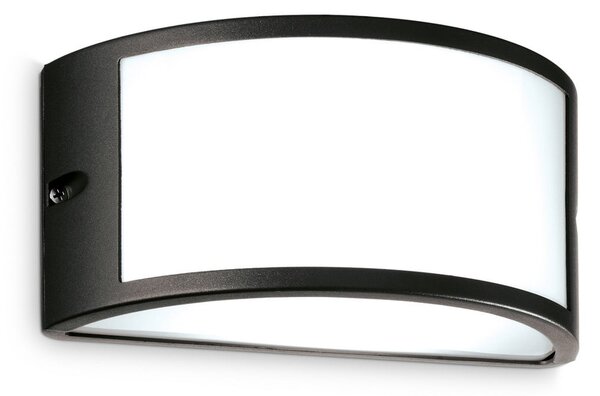 IDEAL LUX Ideal Lux zunanja stenska svetilka Rex 1, črna, aluminij, IP44, E27, zatemnjen, Črna, Aluminij, Stenska vtičnica zgoraj / spodaj