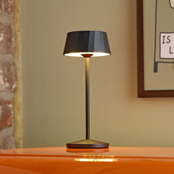 Sigor LED namizna svetilka Facetta, črna, 22 cm, kovina CCT IP44, zatemnjen, Črna, Dnevna soba / jedilnica, Aluminij, Sodobni
