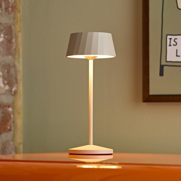 Sigor LED namizna svetilka Facetta, bež, 22 cm, kovina, CCT IP44, zatemnjen, Bež, Dnevna soba / jedilnica, Aluminij, Sodobni