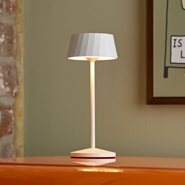 Sigor LED namizna svetilka Facetta, bela, 22 cm, kovina, CCT IP44, zatemnjen, Bela, Dnevna soba / jedilnica, Aluminij, Sodobni