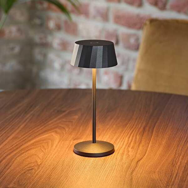 Sigor LED namizna svetilka Facetta, črna, 22 cm, kovina CCT IP44, zatemnjen, Črna, Dnevna soba / jedilnica, Aluminij, Sodobni