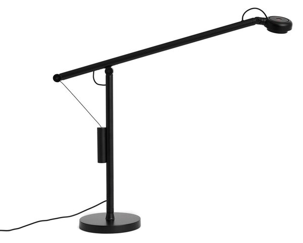 HAY LED-namizna svetilka Fifty-Fifty, črna, 45 cm, z možnostjo zatemnitve, zatemnjen, Črna, Študija / pisarna, Aluminij, Dizajn