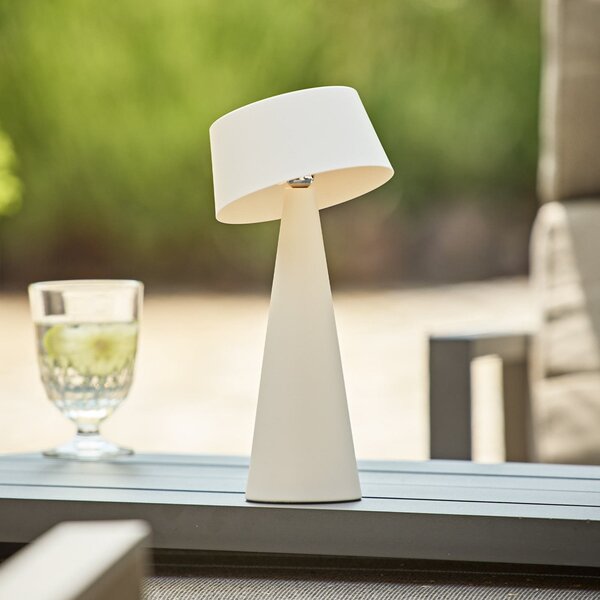 Sigor LED namizna svetilka Solino, bela, solarna/USB, 26 cm, IP44, zatemnjen, Bela, Dnevna soba / jedilnica, Aluminij, Sodobni