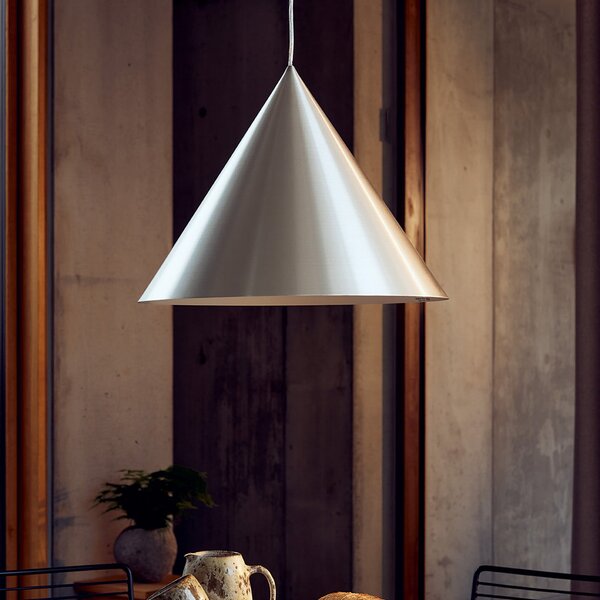 FRANDSEN obesna svetilka Benjamin, Ø 30 cm, brušeno aluminij, E27, zatemnjen, Kovinska, Dnevna soba / jedilnica, Aluminij, Dizajn