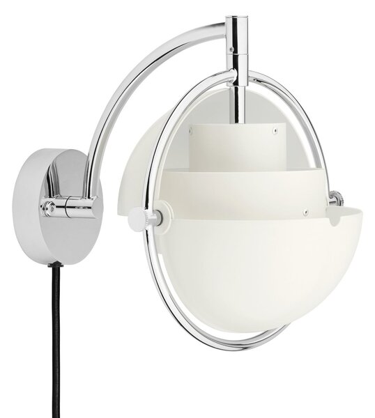 GUBI Gubi stenska svetilka Multi-Lite, bela, kovina, G9, zatemnjen, Bela, Dnevna soba / jedilnica, Medenina, Dizajn