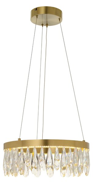 Brilliant LED obesna svetilka Celestia, Ø 40 cm, barva medenine, kristal, zatemnjen, Zlata / medeninasta, Dnevna soba / jedilnica, Kovina