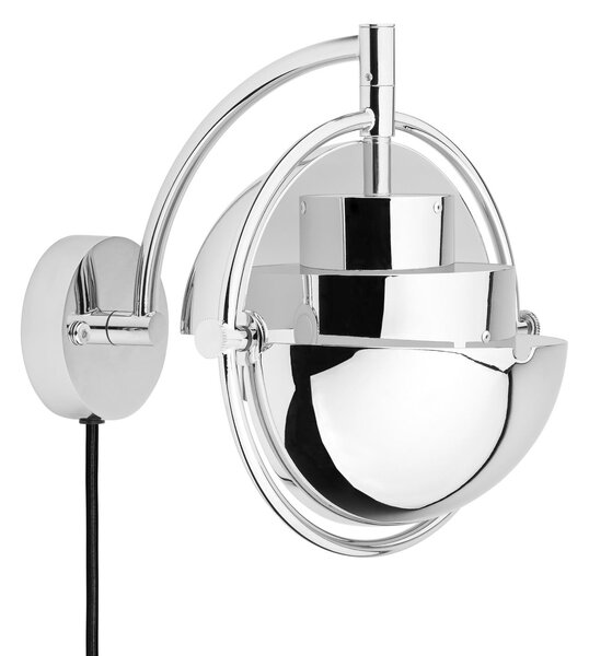 GUBI Gubi stenska svetilka Multi-Lite, krom, kovina, G9, zatemnjen, Siva, Dnevna soba / jedilnica, Medenina, Dizajn