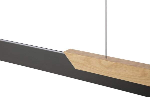 Brilliant LED obesna svetilka Arcus, črna/rjava Dolžina 121 cm Kovina/les, zatemnjen, Črna, Dnevna soba / jedilnica, Kovina