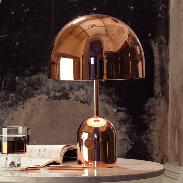 Tom Dixon LED namizna svetilka Bell, bakrena, 43 cm, z možnostjo zatemnitve, zatemnjen, Bakrena, Dnevna soba / jedilnica, Kovina, Dizajn