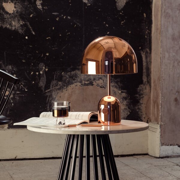 Tom Dixon LED namizna svetilka Bell, bakrena, 43 cm, z možnostjo zatemnitve, zatemnjen, Bakrena, Dnevna soba / jedilnica, Kovina, Dizajn