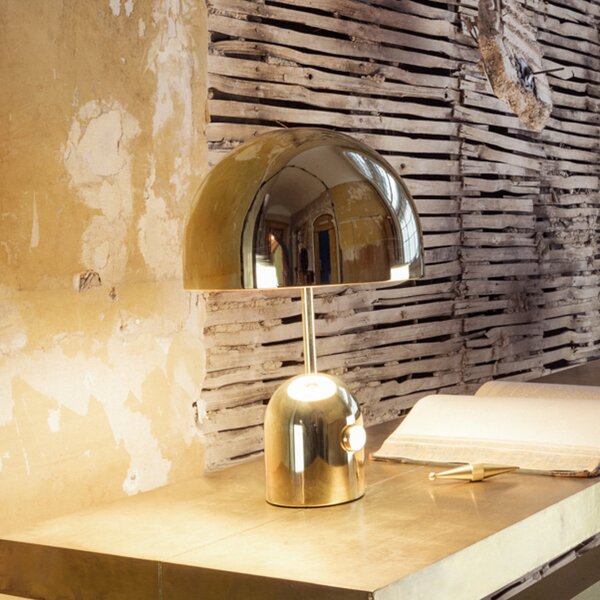 Tom Dixon LED namizna svetilka Bell, zlata, 43 cm, z možnostjo zatemnitve, zatemnjen, Zlata / medeninasta, Dnevna soba / jedilnica, Kovina, Dizajn
