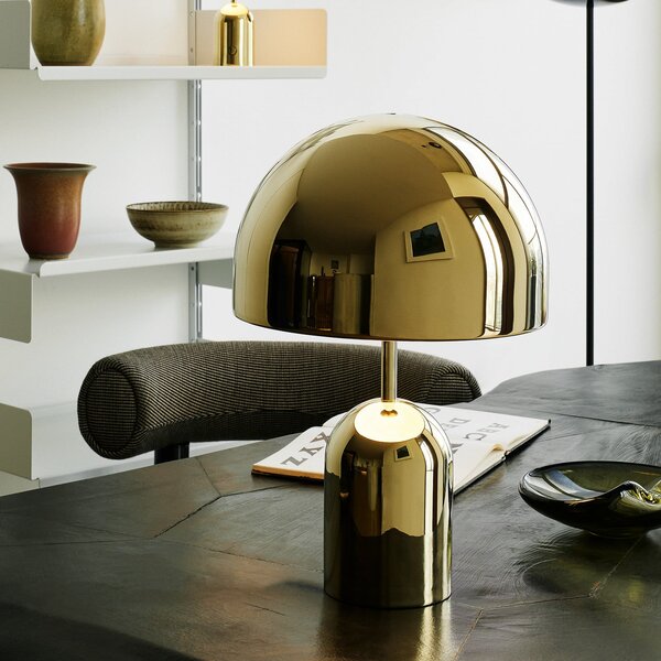 Tom Dixon LED namizna svetilka Bell, zlata, 43 cm, z možnostjo zatemnitve, zatemnjen, Zlata / medeninasta, Dnevna soba / jedilnica, Kovina, Dizajn
