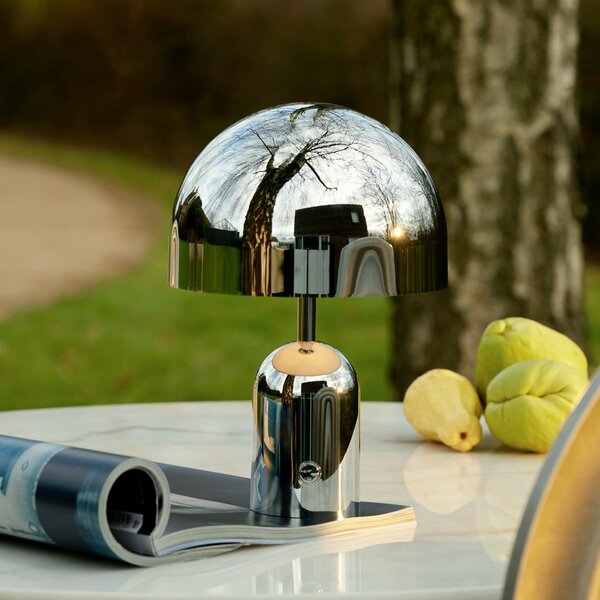 Tom Dixon LED namizna svetilka Beat, aluminijasta barva, višina 53 cm, zatemnjen, Kovinska, Dnevna soba / jedilnica, Aluminij, Dizajn
