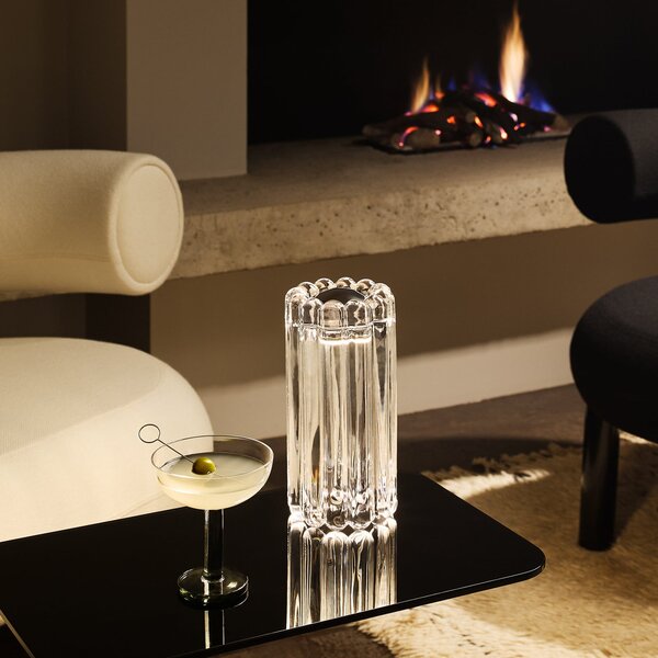 Tom Dixon LED namizna svetilka Press, prozorna, steklo, 24 cm, 927 dim, zatemnjen, Prozorna, Dnevna soba / jedilnica, Steklo, Dizajn