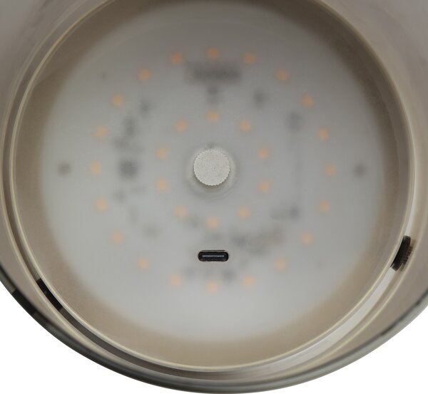 Brilliant LED namizna svetilka Lumeo, Ø 13 cm, barva medenina/dimno siva, zatemnjen, Siva, Dnevna soba / jedilnica, Steklo