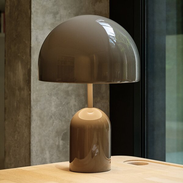 Tom Dixon LED namizna svetilka Bell, taupe, višina 43 cm, z možnostjo zatemnitve, zatemnjen, Siva, Dnevna soba / jedilnica, Kovina, Dizajn