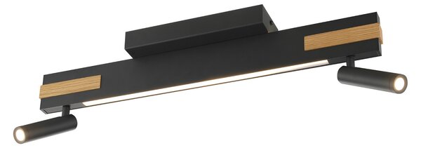 Brilliant LED stropni žaromet Streamline, dolžina 60 cm, črn, 2-flg., zatemnjen, Črna, Dnevna soba / jedilnica, Kovina, Sodobni