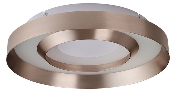 Brilliant LED stropna svetilka Onix, Ø 40 cm, rožnato zlata, kovina, zatemnjen, Zlata / medeninasta, Dnevna soba / jedilnica, Aluminij, Sodobni