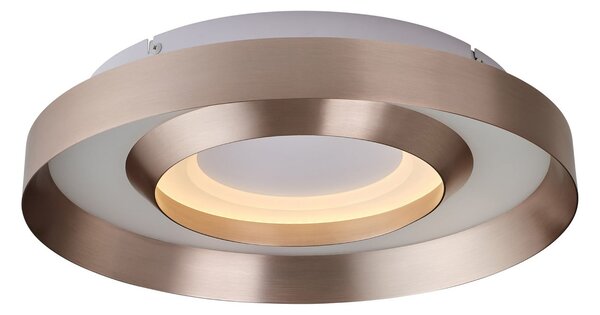 Brilliant LED stropna svetilka Onix, Ø 40 cm, rožnato zlata, kovina, zatemnjen, Zlata / medeninasta, Dnevna soba / jedilnica, Aluminij, Sodobni
