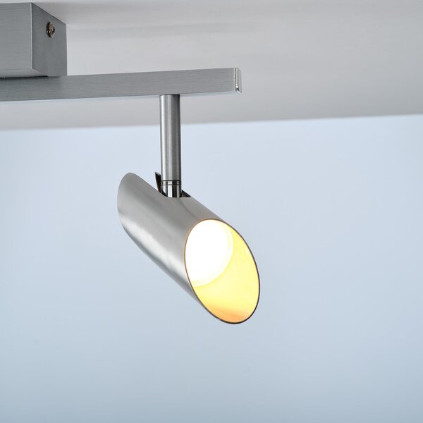 Brilliant LED stropni reflektor Risell, dolžina 35 cm, barva aluminija, zatemnjen, Kovinska, Dnevna soba / jedilnica, Aluminij, Sodobni
