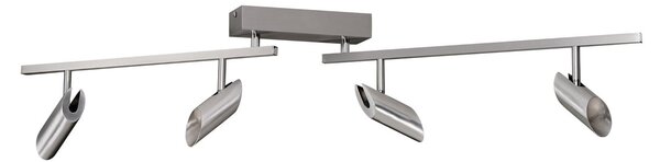 Brilliant LED stropni reflektor Risell, dolžina 104 cm, barva aluminija, zatemnjen, Kovinska, Dnevna soba / jedilnica, Aluminij, Sodobni