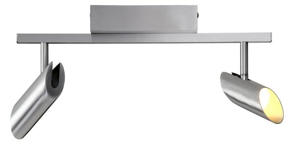 Brilliant LED stropni reflektor Risell, dolžina 35 cm, barva aluminija, zatemnjen, Kovinska, Dnevna soba / jedilnica, Aluminij, Sodobni
