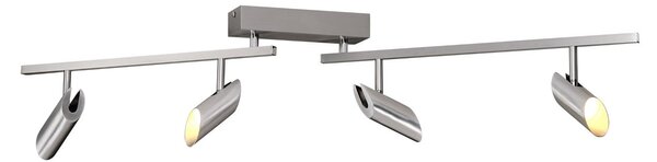 Brilliant LED stropni reflektor Risell, dolžina 104 cm, barva aluminija, zatemnjen, Kovinska, Dnevna soba / jedilnica, Aluminij, Sodobni