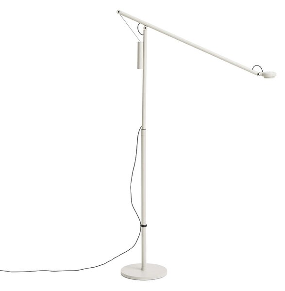 HAY LED-stoječa svetilka Fifty-Fifty, siva, višina 135 cm, z možnostjo, zatemnjen, Siva, Dnevna soba / jedilnica, Aluminij, Dizajn