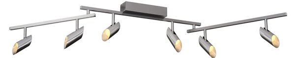 Brilliant LED stropni reflektor Risell, dolžina 142 cm, barva aluminija, zatemnjen, Kovinska, Dnevna soba / jedilnica, Aluminij, Sodobni
