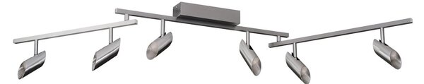 Brilliant LED stropni reflektor Risell, dolžina 142 cm, barva aluminija, zatemnjen, Kovinska, Dnevna soba / jedilnica, Aluminij, Sodobni