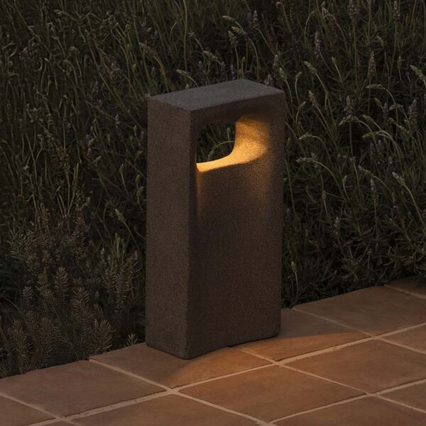 FARO BARCELONA LED-svetilka za podnožje Glint, 2700K, 40 cm, siva, beton, IP55, Siva, Beton, Sodobni