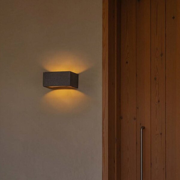 FARO BARCELONA LED stenska svetilka Glint, 3000K, 15 cm, siva, beton, IP55, Siva, Beton, Sodobni