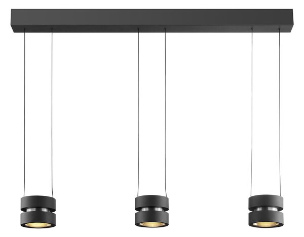 Brilliant LED obesna svetilka Glow-Sphere, dolžina 112 cm, črna, kovina, zatemnjen, Črna, Dnevna soba / jedilnica, Aluminij, Sodobni