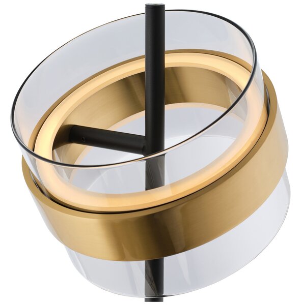 Brilliant LED-stojna svetilka Inside, barva medenina/dimno siva, višina 146 cm, zatemnjen, Siva, Dnevna soba / jedilnica, Steklo