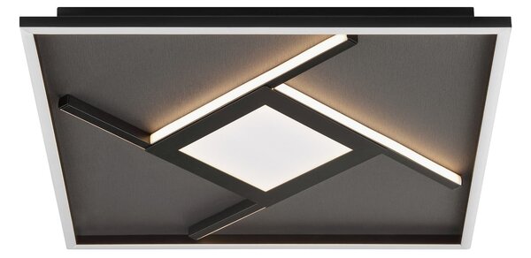Brilliant LED stropna svetilka Hardy, dolžina 46 cm, črna mat kovina/tkanina, Črna, Dnevna soba / jedilnica, Tkanine / tekstil, Sodobni