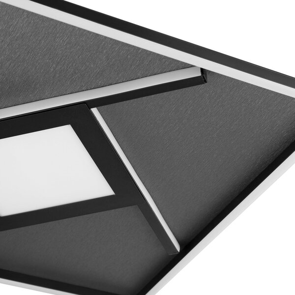 Brilliant LED stropna svetilka Hardy, dolžina 46 cm, črna mat kovina/tkanina, Črna, Dnevna soba / jedilnica, Tkanine / tekstil, Sodobni