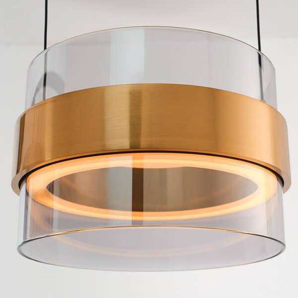 Brilliant LED obesna svetilka Inside, barva medenina/dimno siva, Ø 22 cm, zatemnjen, Siva, Dnevna soba / jedilnica, Steklo