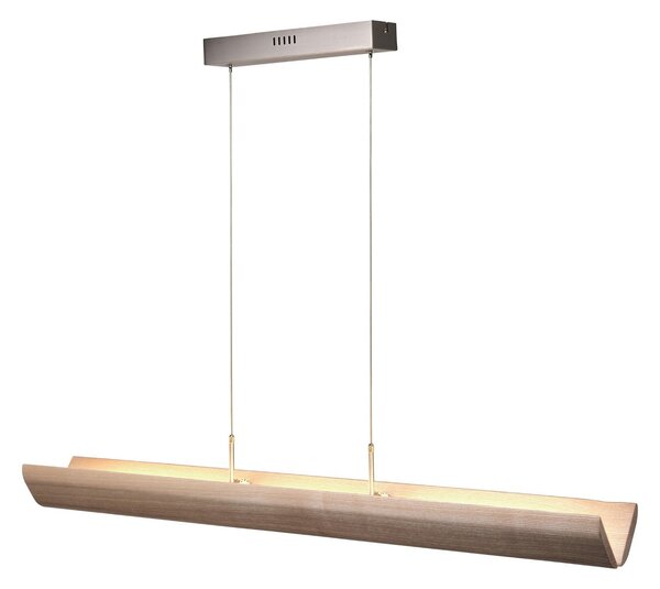 Brilliant LED obesna svetilka Monterra, dolžina 132 cm, rjava, les, zatemnjen, Les, Dnevna soba / jedilnica, Les
